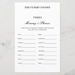 Editable Finish Mummy's Phrase Baby Shower