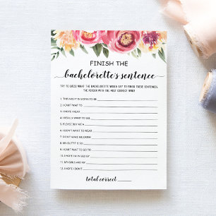 Editable Finish the Bachelorette's Sentence Card