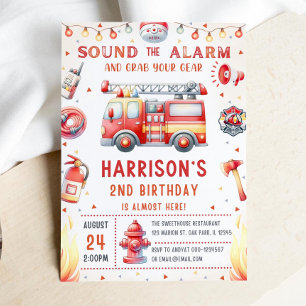 Editable Fire Truck Birthday Invitation Template