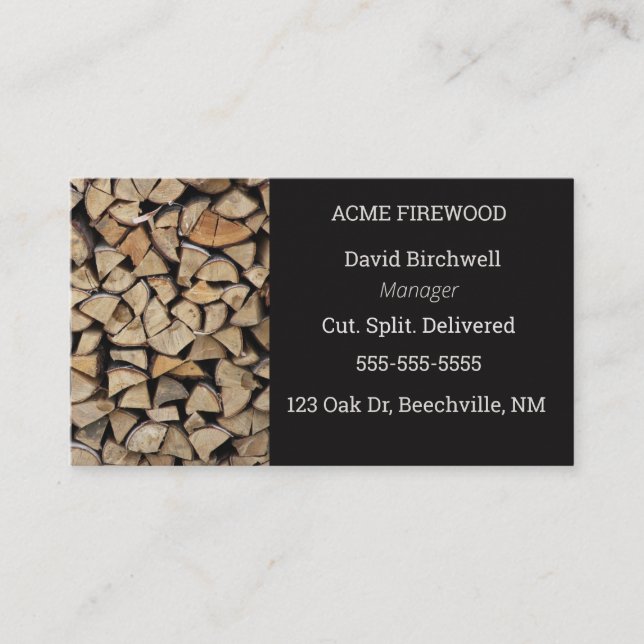 Editable Firewood Business Card (Front)