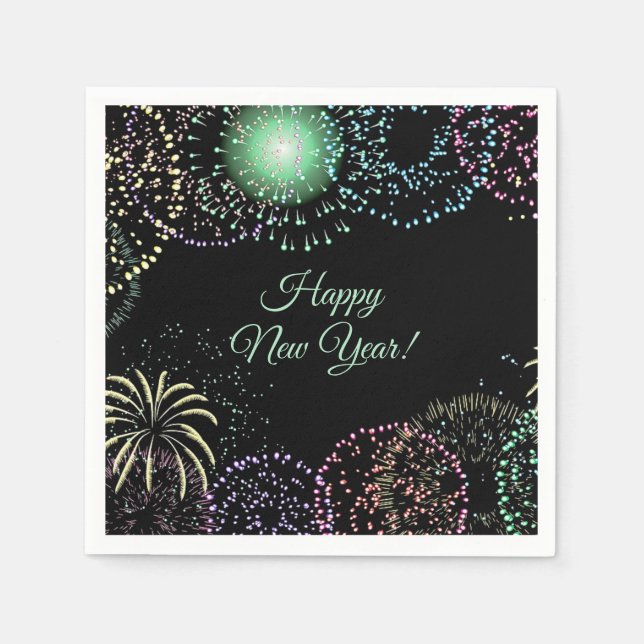 Editable Fireworks Napkin (Front)