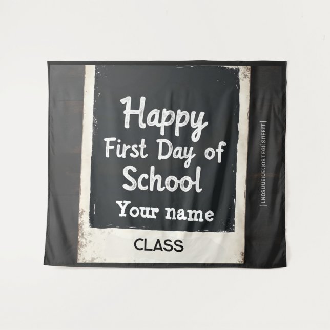 Editable First Day of School Photo Frame Tapestry (Front (Horizontal))