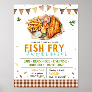 Editable fish drive fundraiser flyer poster