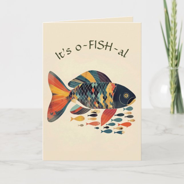 Editable Fish Officially Getting Old Birthday Card (Front)