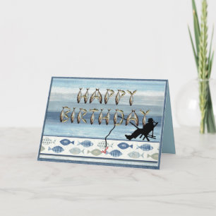 Editable Fishing Fisherman's Birthday Card