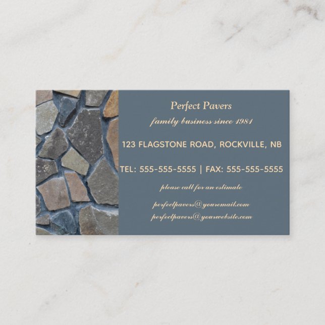 Editable Flagstone Pavement Business Card (Front)
