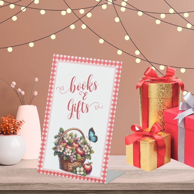 Editable Floral Apple Books and Gifts Table Sign (Creator Uploaded)