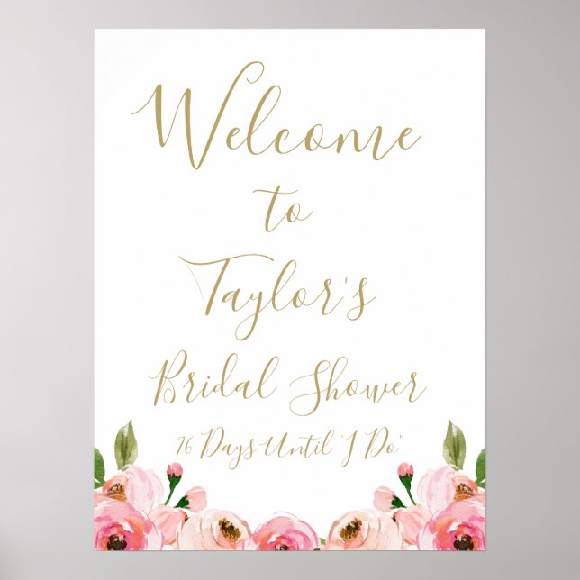 Editable Floral Bridal Shower Welcome Sign (Front)