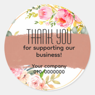 Editable Floral Business, Wedding, School Classic  Round Sticker