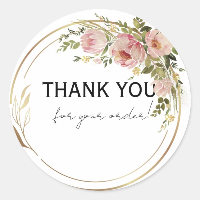 Editable Floral Classic Round Sticker (Front)