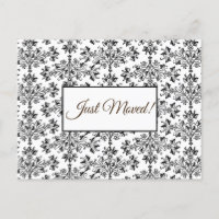 Editable Floral Damask Black On White Just Moved