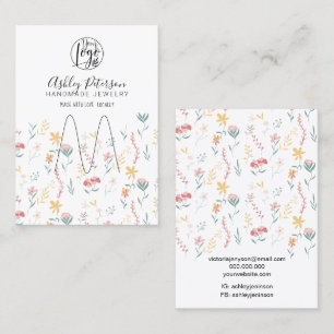 Editable floral logo  jewellery ring holder business card