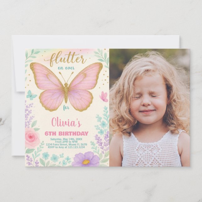 Editable Floral Party Template for Girls (Front)