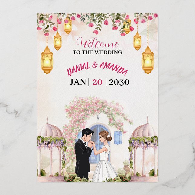 Editable Floral Wedding Welcome Sign  (Front)