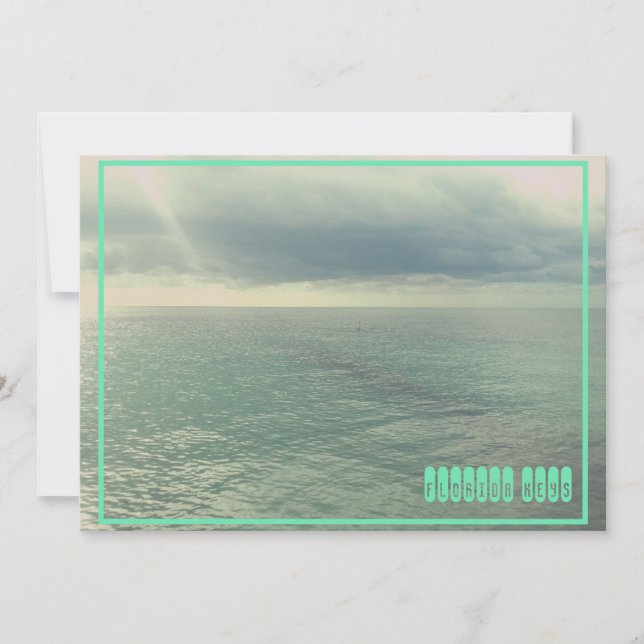 Editable Florida Keys Retro Mint Green Holiday Card (Front)
