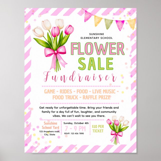 Editable flower sale Fundraiser Flyer Poster (Front)