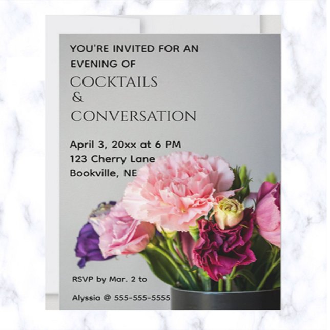 Editable Flowers Cocktails and Conversation Invitation (Creator Uploaded)