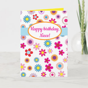 Editable Flowers Floral Birthday  Card