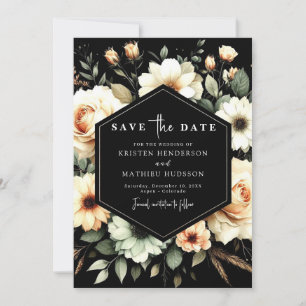 Editable Flowers Peach Wedding Save The Date