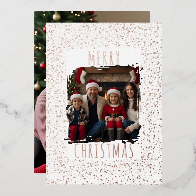 Editable Foil Christmas Card Template Two Photos (Front/Back)