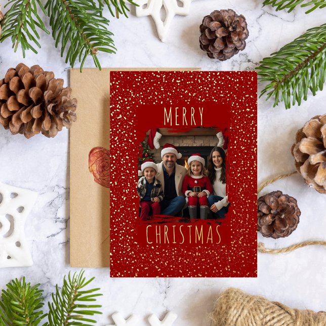 Editable Foil Christmas Card Template Two Photos (Creator Uploaded)