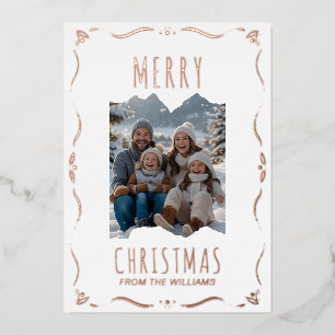 Editable Foil Photo Christmas Card Template Simple