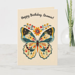 Editable Folk Art Butterfly Card
