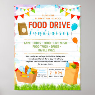 Editable food drive fundraiser flyer poster