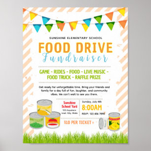 Editable food drive fundraiser flyer poster