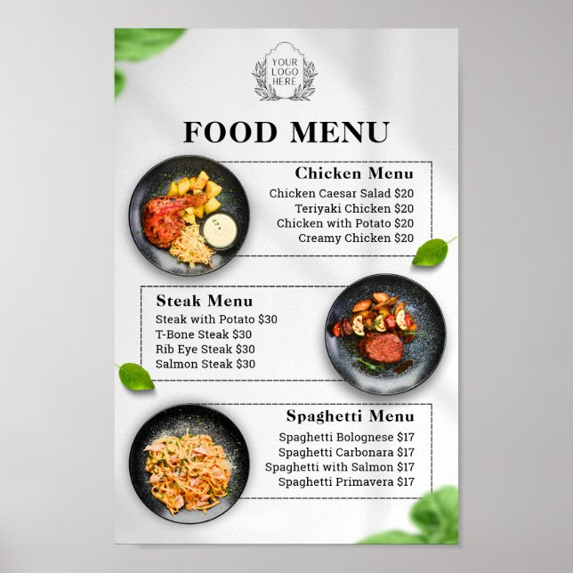Editable Food Menu With Price Poster (Front)