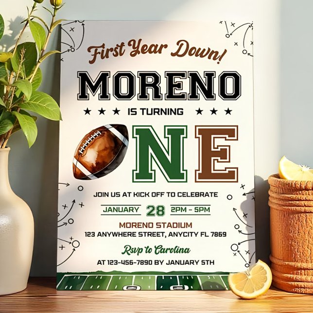 Editable Football Birthday Invitation First Year 1 (Creator Uploaded)