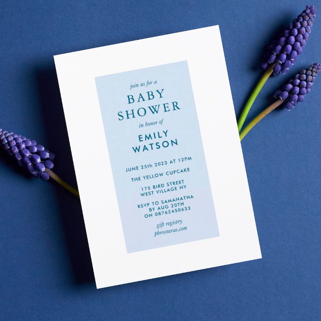 Editable Frame Blue on Blue Boy Baby Shower Invitation (Creator Uploaded)