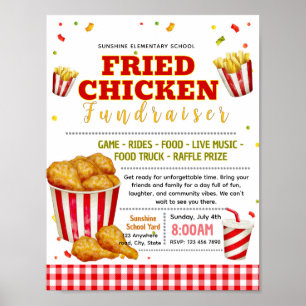 Editable fried chicken fundraiser flyer poster
