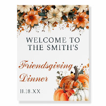 Editable Friendsgiving Welcome Sign Autumn Floral