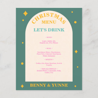Editable, fun bright colours Christmas drinks menu