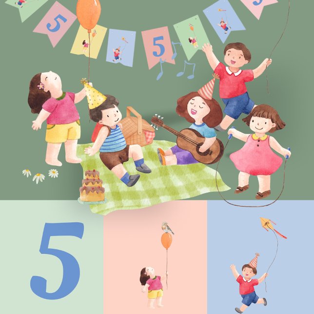 Editable Fun Kids Birthday Pastel Kite Balloon Bunting (Creator Uploaded)