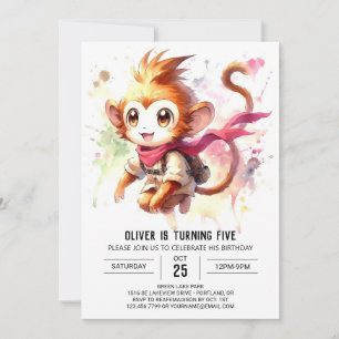 Editable Fun Monkey Birthday Invitation