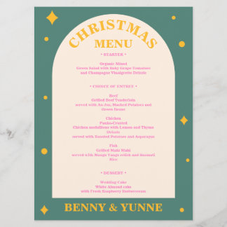 Editable, fun with bright colours Christmas menu