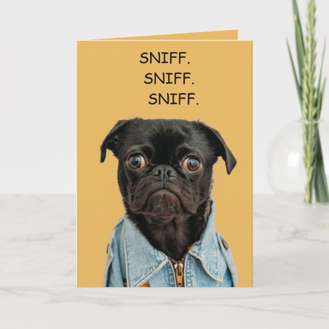 Editable Funny Sniffing Dog Birthday Card (Front)