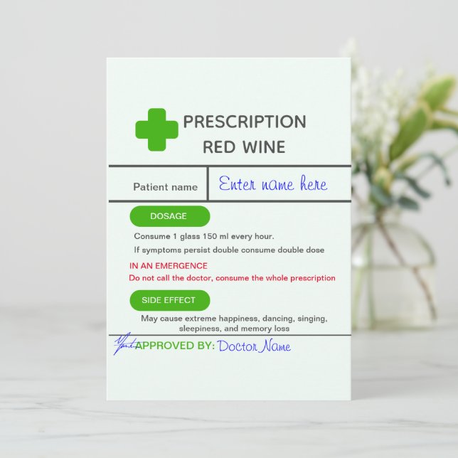 Editable Funny Wine Label Template (Standing Front)