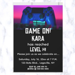 Editable Gamer Birthday Invitation
