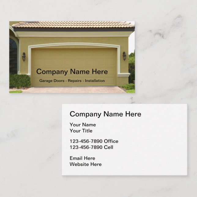 Editable Garage Door Modern Business Cards (Front/Back)