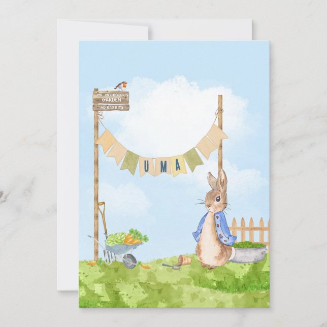Editable Gardening Peter the Rabbit Invitation (Front)