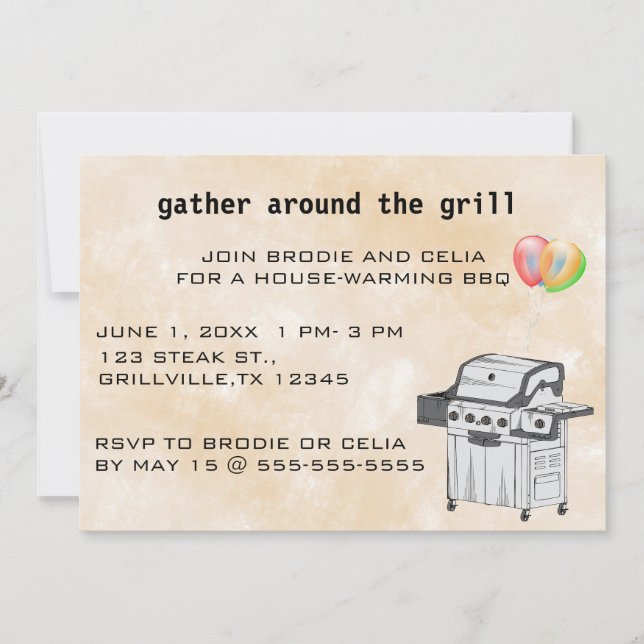 Editable Gather Around the Grill BBQ  Invitation (Front)