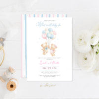 Editable Gender Reveal Bear Baby Shower Invitation