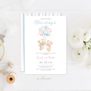 Editable Gender Reveal Bear Baby Shower Invitation
