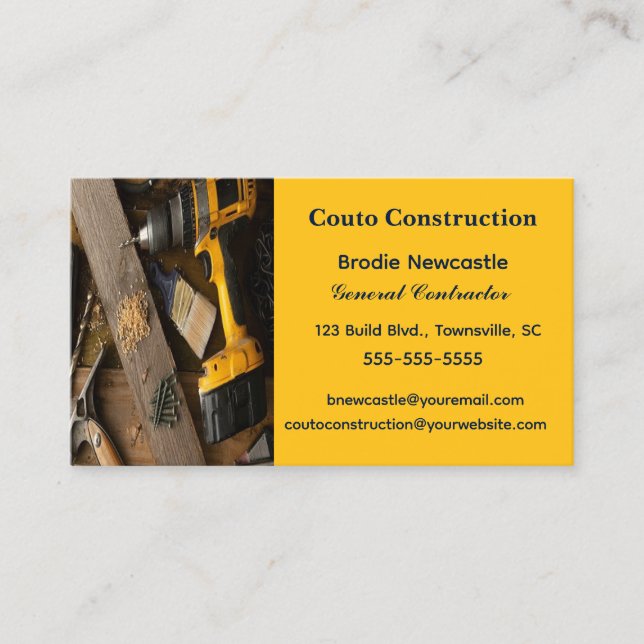  Editable General Contractor  Business Card (Front)
