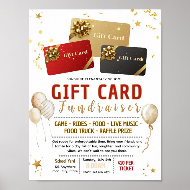 Editable giftcard fundraiser flyer poster (Front)