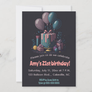 Editable Gifts and Balloons Birthday Invitation