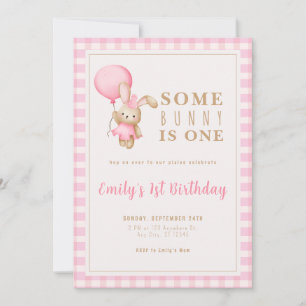 Editable Girl 1st Birthday Pink Printable Invite